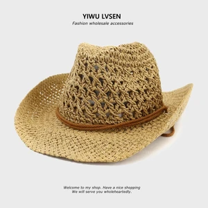 Wonderful Kadın Hasır Dokuma Kovboy Şapka - Kahverengi (Yurt Dışından)