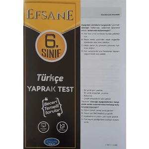 Açı Yayınları Efsane 6. Sınıf Türkçe Yaprak Test