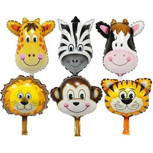 Safari Konsept Doğum Günü Hayvan Balonları 6 Lı Set 14" Folyo Balon