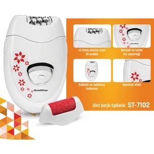 ST-7102 Şarjlı 2 In 1 Epilatör ve Topuk Törpüsü Seti Epilasyon Cihazı
