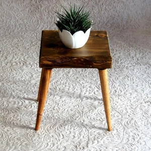 Doğal Ağaç Masif Köşeli Yan Sehpa ( Ağaç Ayak )