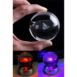 Deco Elit Işıklı Cam Küre Güneş Sistemi Saat Pilli