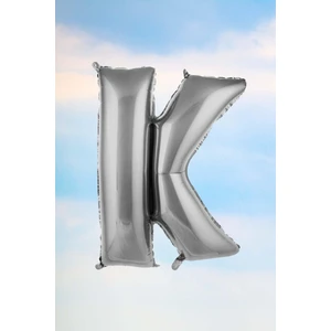 K Harfi Gümüş Folyo Balon 100 cm 40 Inç 1 Metre Silver