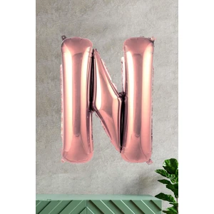 N Harfi Rose Gold Folyo Balon 100 cm 40 Inç 1 Metre Baş Harf Balon