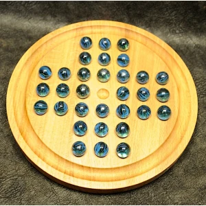 Masif Ahşaptan Misketli Solitaire Oyunu (Peg Solitaire)
