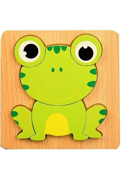 Woodylife 4'lü Ayı Kaplumbağa Ördek Kurbağa Öğreniyorum Ahşap Puzzle Yapboz Çocuk Oyuncak Bultak Eğitici Öğretici Oyun Oyuncak