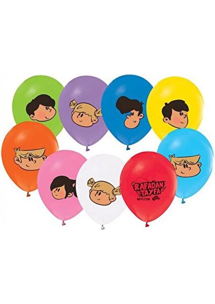 LRT9592 Balonevi, Rafadan Tayfa, 12'' Baskılı Pastel Balon 100'LÜ Paket