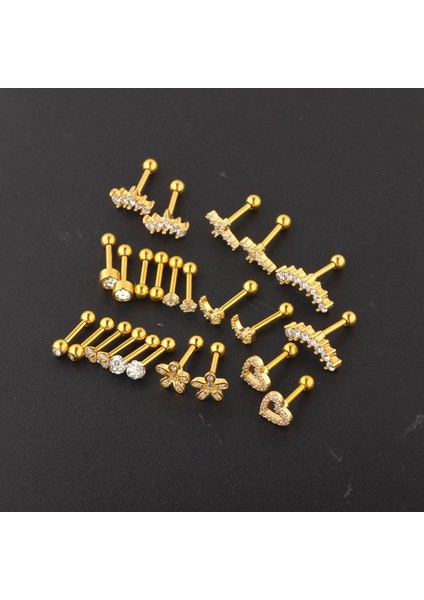 24X Saplama Küpe Tragus Altın İçin Tiny Hipoalerjenik Helix Set (Yurt Dışından)