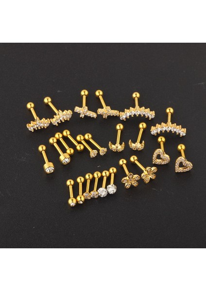 24X Saplama Küpe Tragus Altın İçin Tiny Hipoalerjenik Helix Set (Yurt Dışından)