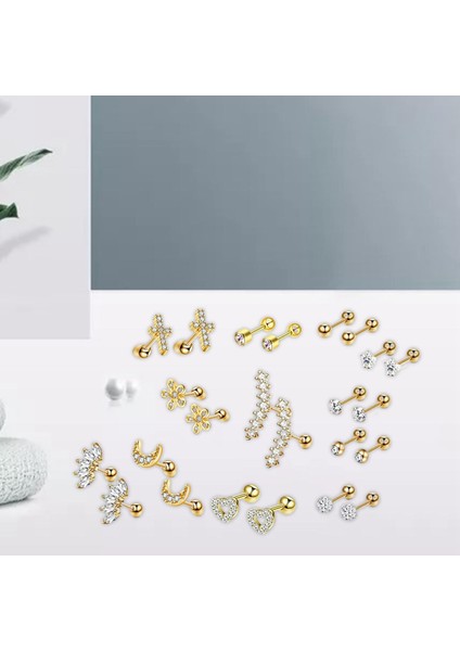 24X Saplama Küpe Tragus Altın İçin Tiny Hipoalerjenik Helix Set (Yurt Dışından)