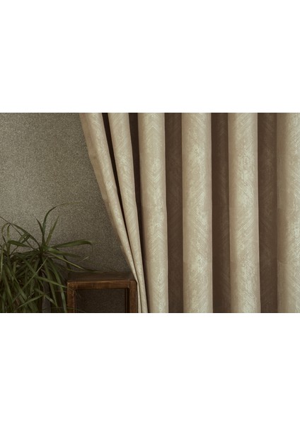 Fon Perde Prizma Desen Açık Bej 1-3 Sık Pile 90 x 260 cm