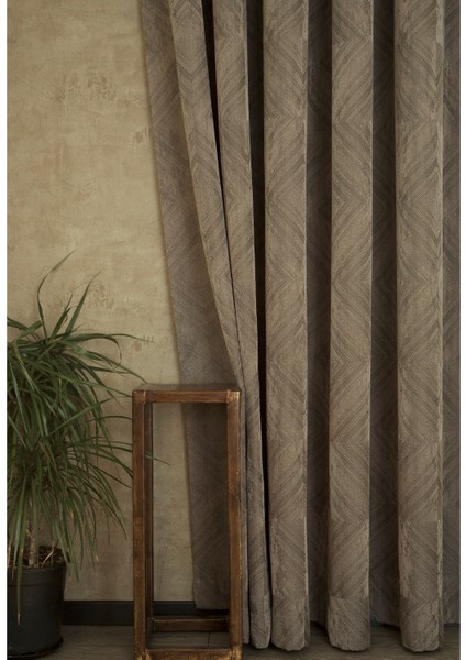 Fon Perde Prizma Desen Açık Kahve 1-3 Sık Pile 100 x 260 cm
