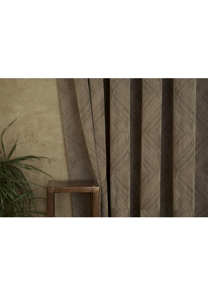 Fon Perde Prizma Desen Açık Kahve 1-3 Sık Pile 100 x 260 cm