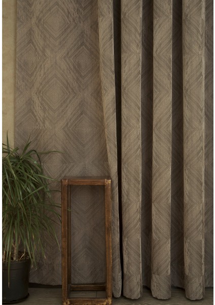 Fon Perde Prizma Desen Açık Kahve 1-3 Sık Pile 100 x 260 cm