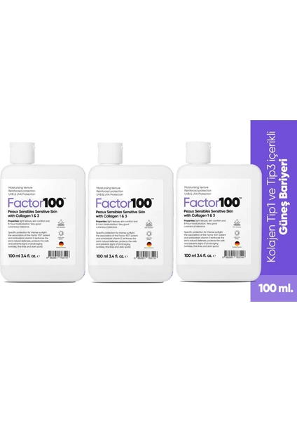 FACTOR100 Güneş Kremi SPF50+ 100 ml 3 Adet