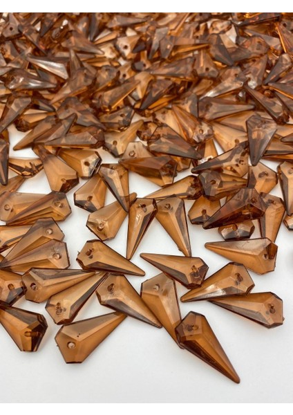 Kravat Model Kahverengi Akrilik Boncuk,takı Yapım Boncuğu (50GR,~55 Adet)