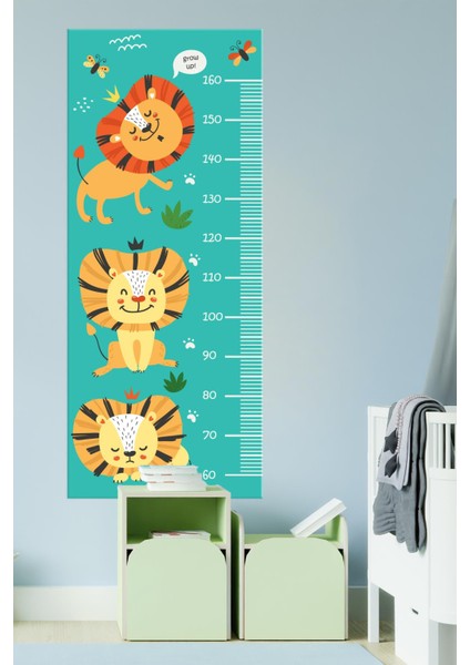 3'lü Aslan Figürlü Boy Cetveli Çocuk Bebek Odası Boy Ölçer Sticker