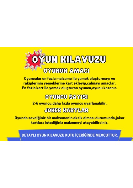 Yemeği Çal, Şefler Için Rekabet Zamanı, Eğlenceli Kutu Oyunu,arkadaş ve Aile Kart Oyunu