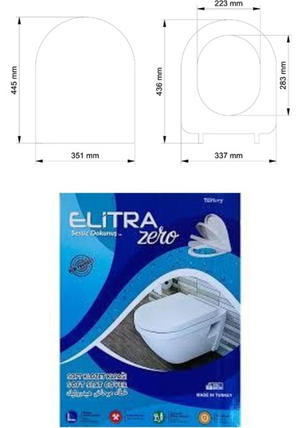 Elitra Zero Klozet Kapağı Yanlar Düz, Önü Bombe Yavaş Kapanır Inci Model Klozet Kapağı