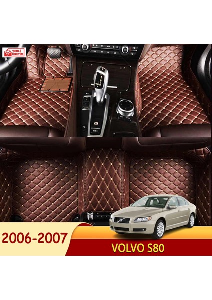 Volvo S80 2006-2007 Uyumlu 5d Havuzlu Suni Deri Oto Paspas