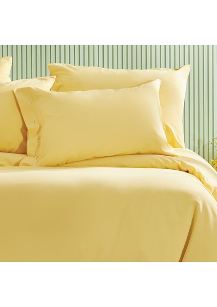 Bedding Plain Battal Boy Ranforce Yıkamalı Nevresim Takımı - Sarı