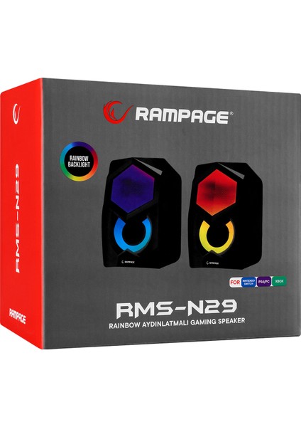 RMS-N29 2.0 3W*2 USB 5V Rainbow Aydınlatmalı Gaming Speaker