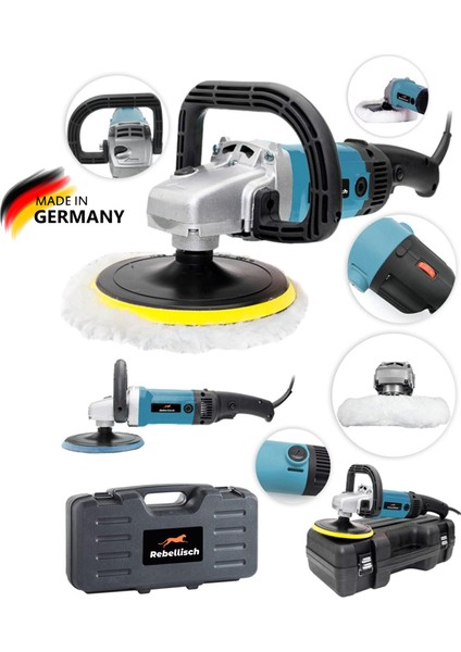 Germany Polishing Sanding Series Profesyonel 22000WFATT 180MM 6 Kademe Devir Ayarlı Zımpara Pasta Cila ve Polisaj Makinesi