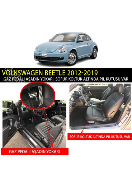 Volkswagen Beetle 2012-2019 Uyumlu 5d Havuzlu Suni Deri OTO PASPAS modelleri
