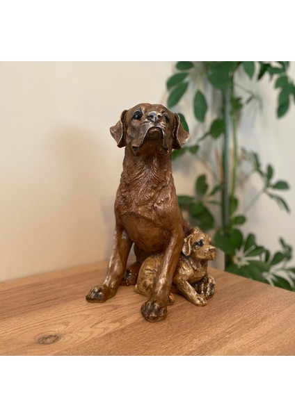 Golden Retriever Köpek ve Yavrusu Bahçe Dekoru Biblo Heykel modelleri