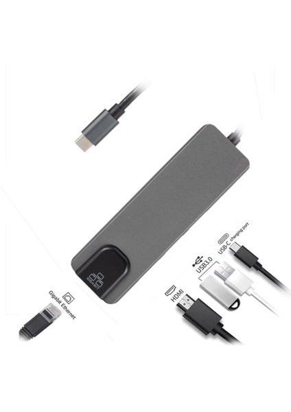 5 In 1 USB C Hub HDMI Uyumlu Gigabit Ethernet RJ45 Adaptörü MacBook Pro iPad Pro 11 12.9 2018 Thunderbolt 3 Tip C Hub (Yurt Dışından)