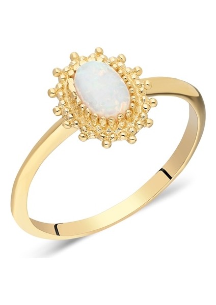 Oval Opal Taşlı Gümüş Yüzük-Çicek Desenli -Doğal Taşlı-Evlilik Teklifi YÜZÜGÜ-925 Ayar Gümüş Kadın Yüzük