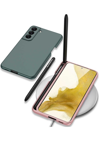 Galaxy S22 Plus Kılıf Kamera Korumalı Ultra Ince Kalem Bölmeli Şık Kapak