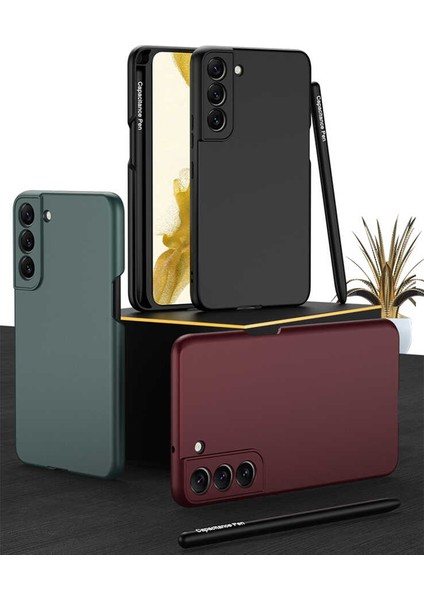 Galaxy S22 Plus Kılıf Kamera Korumalı Ultra Ince Kalem Bölmeli Şık Kapak
