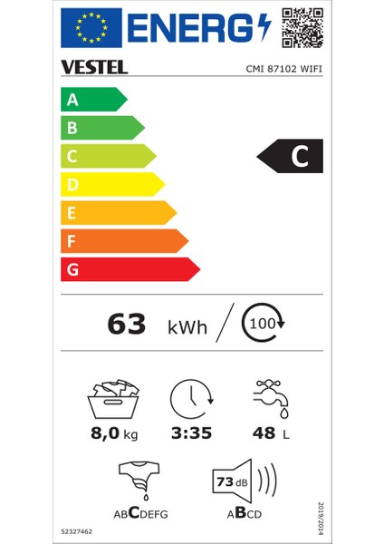CMI 87102 WIFI 8 Kg 1000 Devir Çamaşır Makinesi