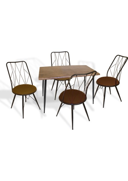 Manolya Werzalit-Royal Mutfak Masa Takımı 70X120 - Antik Dark Kahve