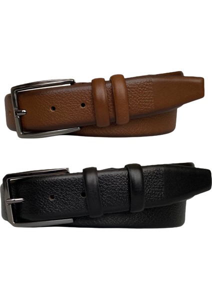 Deri 2'li Set 35 cm Kumaş Pantolon Kemeri; Siyah Kahverengi fiyatları