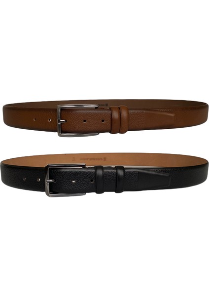 Deri 2'li Set 35 cm Kumaş Pantolon Kemeri; Siyah Kahverengi fırsatları