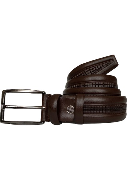 Kaliteli Deri Orta Baskılı Kahverengi Klasik Kumaş Pantolon Kemeri 3.5 cm fırsatları