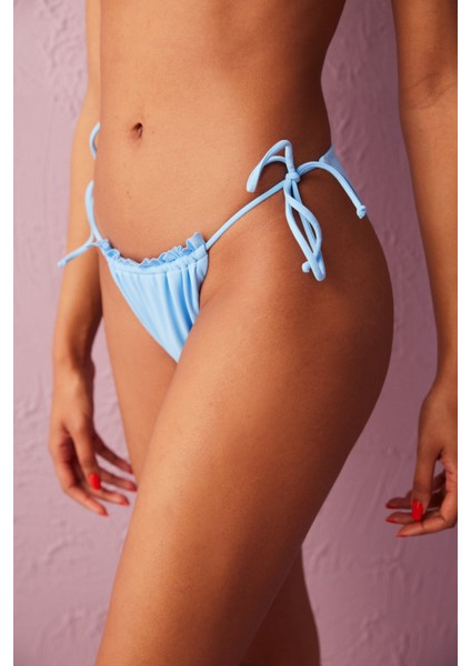 Açık Mavi Basic Yandan Bağlama ve Fırfır Detaylı Bikini Altı modelleri