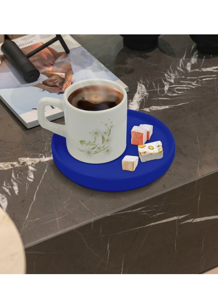 Kişiye Özel Mavi Sunum Tabaklı Papatya Temalı Türk Kahvesi Fincanı Model 1 fiyatları