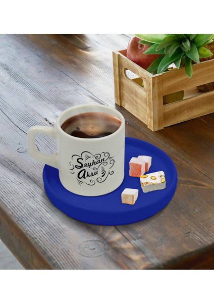 Kişiye Özel Mavi Sunum Tabaklı Isimli Türk Kahvesi Fincanı Model 6 fırsatları