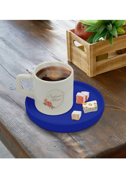 Kişiye Özel Mavi Sunum Tabaklı Çiçek Tasarımlı Türk Kahvesi Fincanı Model 21 fırsatları