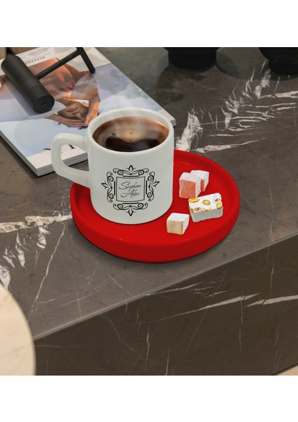 Kişiye Özel Kırmızı Sunum Tabaklı Isimli Türk Kahvesi Fincanı Model 1 fiyatları