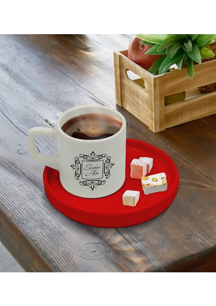Kişiye Özel Kırmızı Sunum Tabaklı Isimli Türk Kahvesi Fincanı Model 1 fırsatları