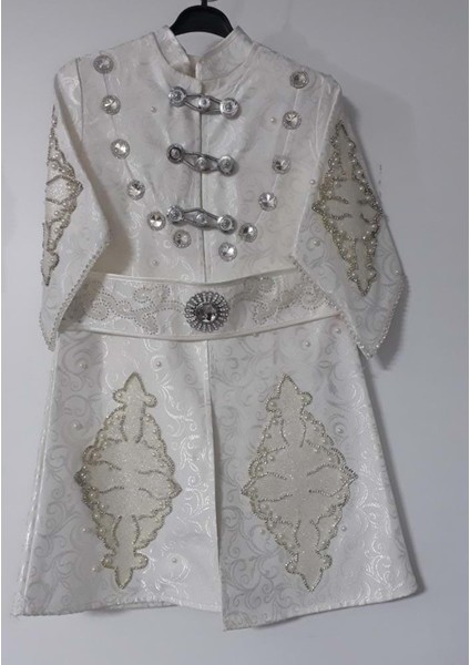 Bcg 13 - Konyalı Düğmeli Kaftan 5/12 Yaş - Krem - 12-13 Yaş