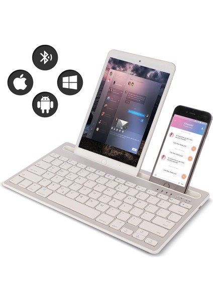 Hm-04 Çift Avantı Bağlantısı Ios Android Windows Telefonlar/tabletler Için Bluetooth Klavye-Gümüş(Yurt Dışından)