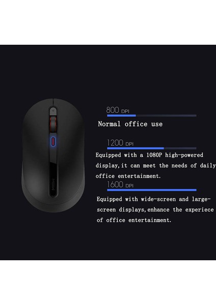 Xiaomi Youpin MWMM01 2.4ghz USB Kablosuz Sessiz Fare 800/1200/1600 Dizüstü Bilgisayar Dizüstü Bilgisayar Ofis Oyunları Için Ayar - Siyah