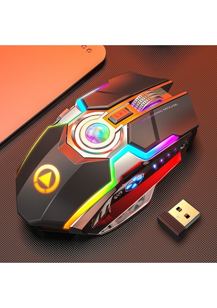 A5 Sessiz USB Şarj Edilebilir Kablosuz Oyun Faresi Dizüstü Bilgisayar Masaüstü Pc Için Rgb Arka Işığı - Siyah