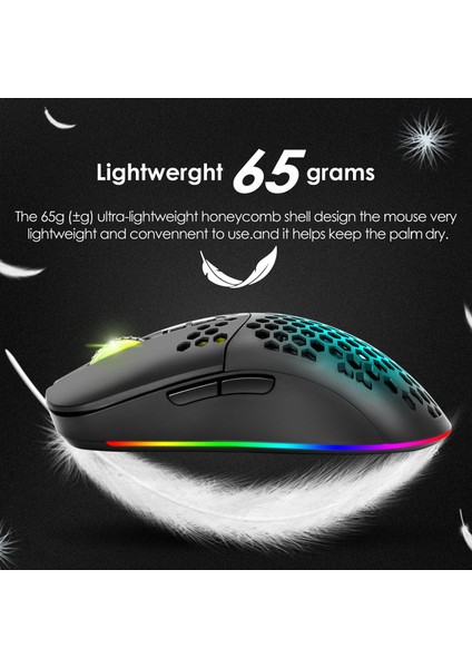 2.4g Bluetooth Çift Mod Dizüstü Bilgisayar Bilgisayar Için Rgb Arkadan Aydınlatmalı Rgb ile Kablosuz Fare - Siyah