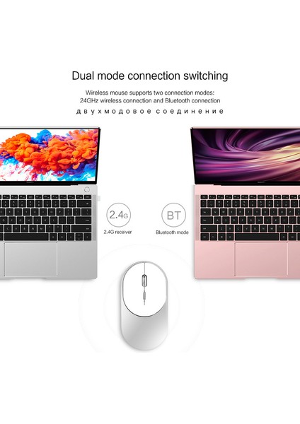 Kablosuz 2.4g + Bluetooth Çift Mod Fare Dizüstü Bilgisayarlar Için Taşınabilir Ergonomik Sessiz Fareler Pc - Siyah modelleri